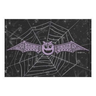 Cute Halloween Princess Bat Night Glitter Stars Posters