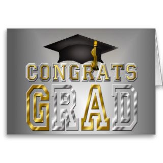 Congrats Grad Graduation   Black Silver Gold Card