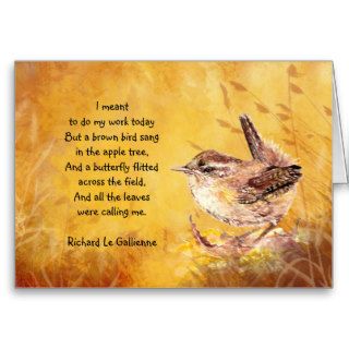 "Ode to Spring" Watercolor Brown Bird Poem Card