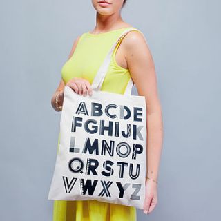 geometric alphabet tote bag by alphabet bags