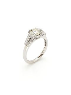 1.71 Total Ct. Round & Tapered Baguette Cut Diamond Ring by Piranesi