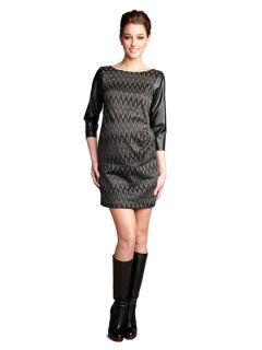 Faux Leather Sleeve Shift Dress by Maternal America