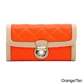 Anais Gvani Classic Quilted Two Tone Buckle Accent Tri fold Wallet Anais Gvani Women's Wallets