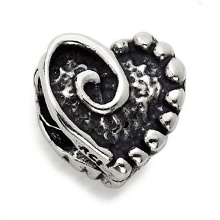 Sterling Silver Textured Heart Bead Charm