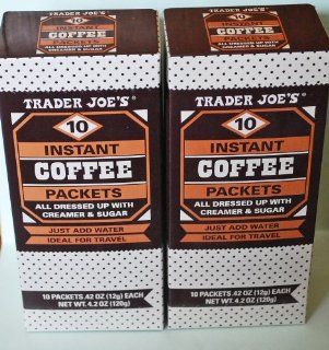 Trader Joe's Instant Coffee Packets with Creamer & Sugar  10 Packets   2 Pack  Nondairy Coffee Creamers  Grocery & Gourmet Food
