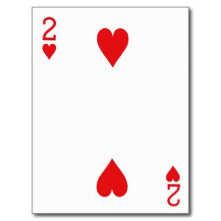 Two of Hearts Playing Card Post Cards