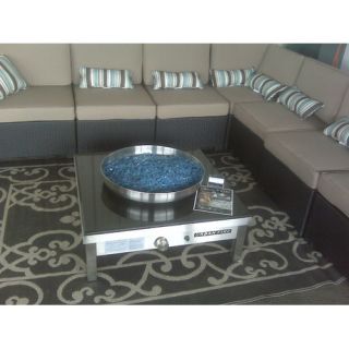 Outdoor Stainless Steel Gas Fire Pit with Black Granite Top