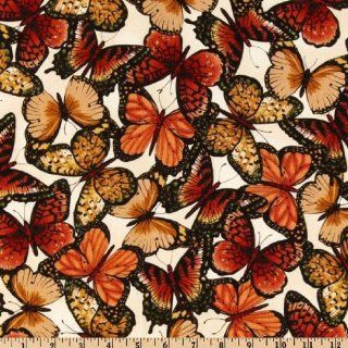 44'' Wide Timeless Treasures Butterflies Cream Fabric By The Yard
