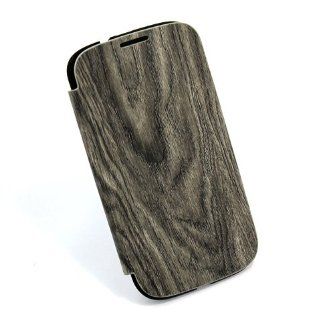 [Aftermarket Product] Grey Wood Pattern Metal Flip Book Back Cover Protection Case For Samsung Galaxy S3 i9300 Sprint L710 att i747 Verizon i535 T Mobile T999 New Cell Phones & Accessories