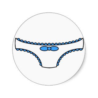 Blue Frilly Panties Round Stickers