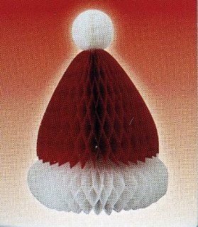 Santa Hat 12.5 inch Tissue Honeycomb Centerpiece Christmas Holiday Decoration  