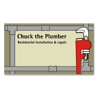 Plumber plumbing pipes wrench business cards