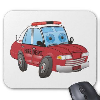Cartoon Fire Chief Car Mousepads