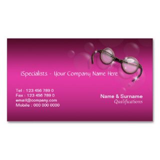 Optometrist optician pink stylish business card templates