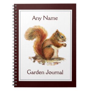 Custom Garden Journal Watercolor Cute Squirrel Spiral Note Book