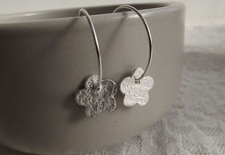 silver flower hoop earrings by lucy kemp jewellery