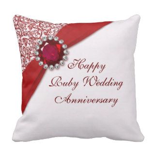 Ruby Wedding Anniversary Throw Pillow