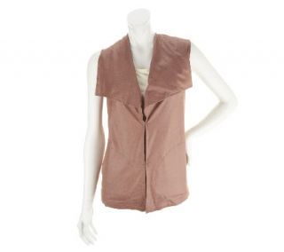 Belle Gray by Lisa Rinna Distressed Faux Suede Cascade Vest —