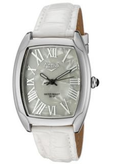 Activa SL042 006  Watches,Womens White Pearl Tone White Leatherette, Casual Activa Quartz Watches