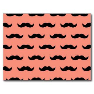Coral And Black Moustache Pattern Post Cards