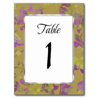 Table Number Purple Green Damask Postcard