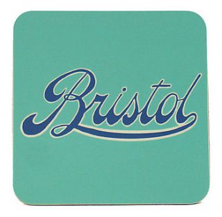 bristol logo turquoise coaster by emmeline simpson