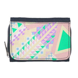 Pink Turquoise Triangles Abstract Aztec Pattern Wallets
