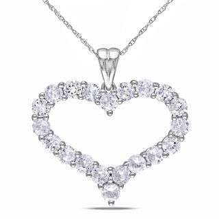 Miadora 10k White Gold Created White Sapphire Heart Necklace Miadora Gemstone Necklaces
