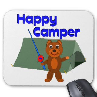 Happy Camper Fishing Pole Mousepads