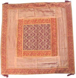 Banarsi Silk Square Tablecloth India Decor (Maroon, 39 x 39 inches)  