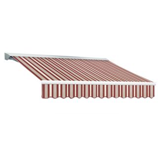 Awntech 8 ft Wide x 7 ft Projection Burgundy/Gray/White Striped Slope Patio Retractable Remote Control Awning