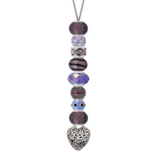 Persona Eight Purple Tone Beads and Heart Necklace in Sterling Silver