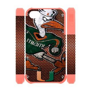 NCAA Miami Hurricanes Iphone 4 4S Case Dual Protective Polymer University Team Logo Snap On Iphone 4/4S Cases Cell Phones & Accessories
