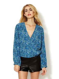 Silk Printed Wrap Front Blouse by Winter Kate