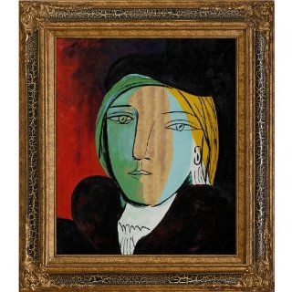 Art Picasso Portrait of Marie Therese with Black Crackle King Frame Oil Painting  