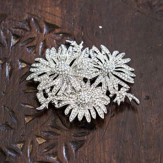 crystal triple flower brooch by anusha