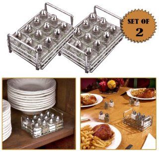 Mini Salt and Pepper Shakers, Set of 24 with 2 Caddies Kitchen & Dining