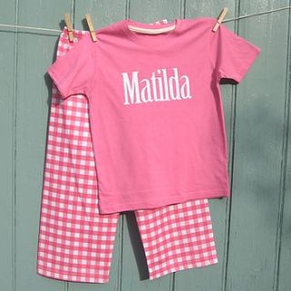 personalised printed check pyjamas by kushdi for kids
