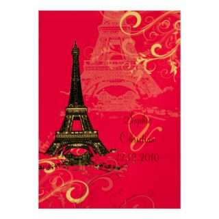 Eiffel Tower + swirls  Wedding Invitations
