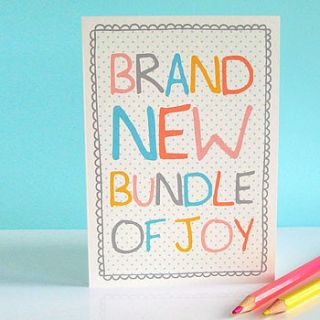 'bundle of joy' new baby card and envelope by sarah catherine designs