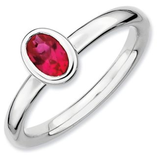 Stackable Expressions™ Oval Lab Created Ruby Ring in Sterling Silver