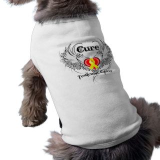 Cure Testicular Cancer Heart Tattoo Wings Doggie Tee Shirt