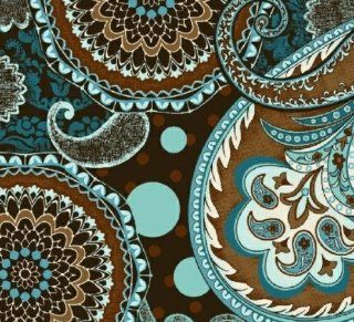 Marcus Brothers 'French Dress' Teal and Brown Paisley Cotton Fabric   1yd