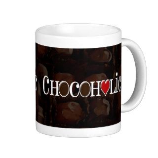 Chocoholic, Dark Brown and Red Heart Funny Design Mug
