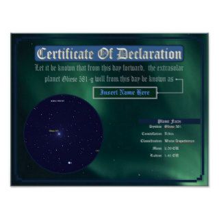 Dedicate an Exoplanet Gliese 581g Poster