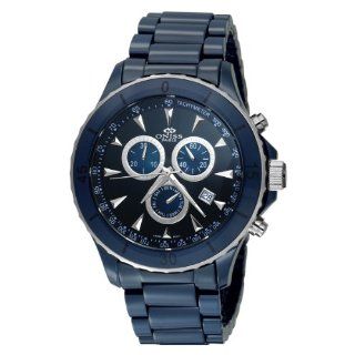 Oniss Paris Men's ON621 M Ceramica Deluxe Swiss Chronograph Ceramic Case Blue Dial Watch Watches