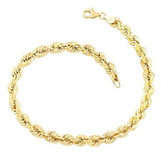 10 Karat Yellow Gold Rope Bracelet (5mm, 8.5 inch) Jewelry