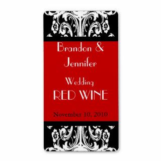 Black and Red Baroque Wedding Mini Wine Labels