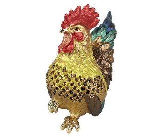 Lovely Authentic Rucinni Rooster Swarovski Crystal Trinket Jewelry Box H627   Decorative Boxes