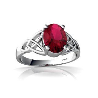 Lab Ruby 14kt White Gold celtic Ring Jewels For Me Jewelry